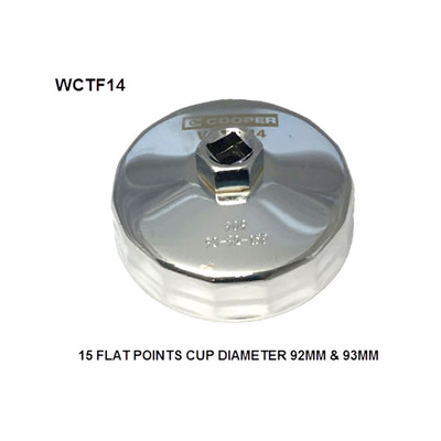 WCTF14 Cup Style Oil Filter Remover Wesfil Cooper 92-93mm - 15F (Cross Ref: )