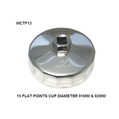 WCTF13 Cup Style Oil Filter Remover Wesfil Cooper 91-92mm - 15F (Cross Ref: )