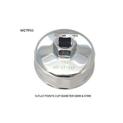 WCTF03 Cup Style Oil Filter Remover Wesfil Cooper 66-67mm - 14F (Cross Ref: )