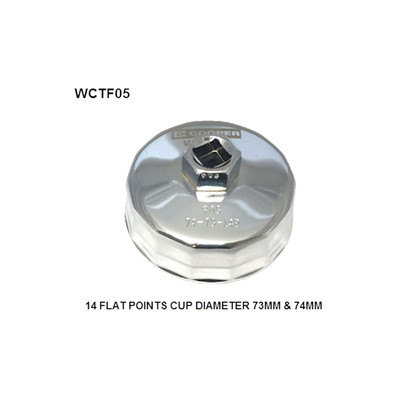 WCTF05 Cup Style Oil Filter Remover Wesfil Cooper 73-74mm - 14F (Cross Ref: )