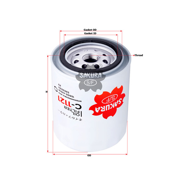 Sakura Full Flow Spin-on Oil Filter C-1121 Equivalent to Toyota
