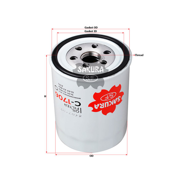 Sakura Full Flow Spin-on Oil Filter C-1706 Equivalent to Mazda