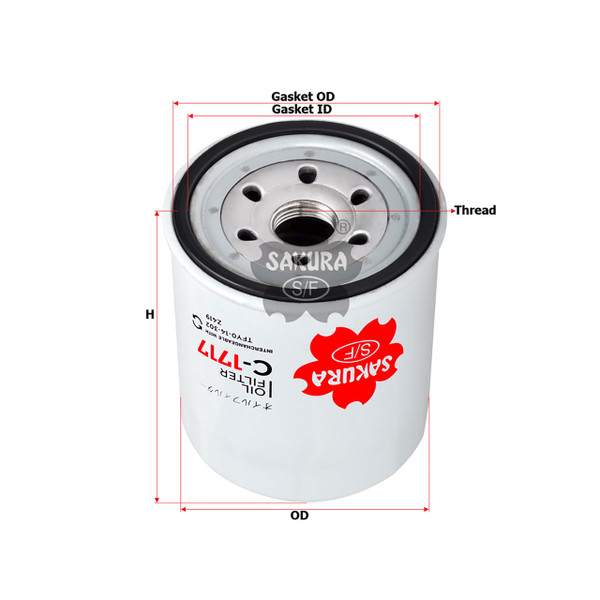 Sakura Full Flow Spin-on Oil Filter C-1717 Equivalent to Nissan