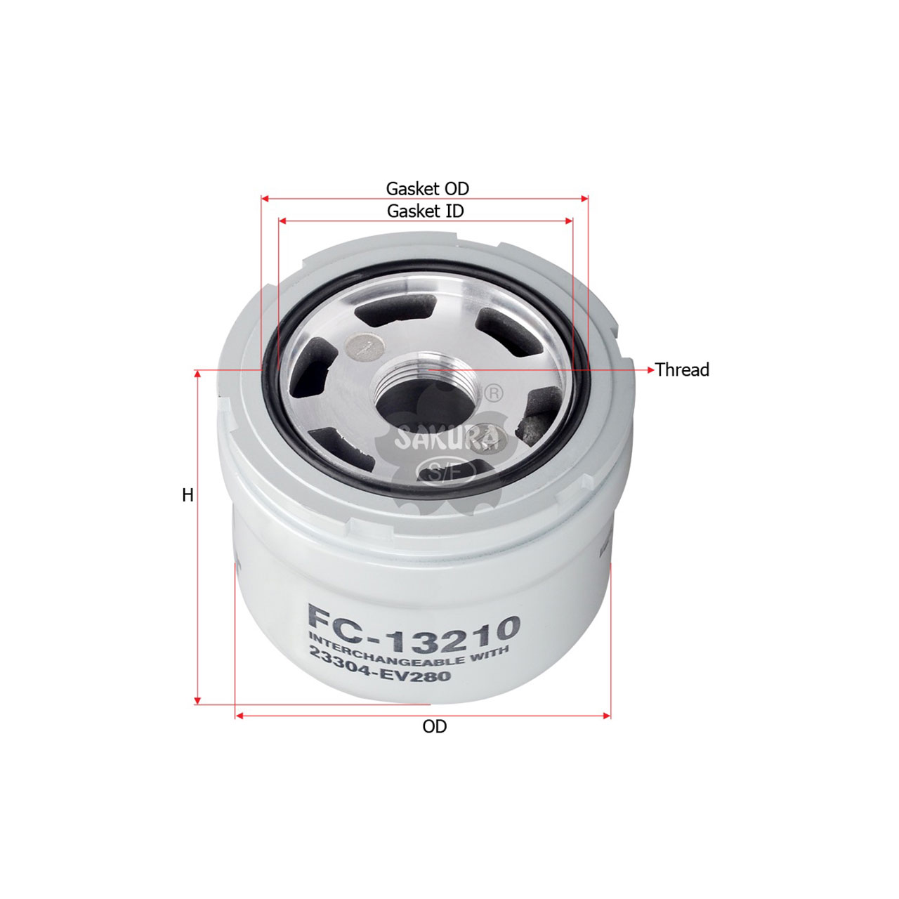 Sakura Spin-On Fuel Filter FC-13210 Equivalent to Hino 23304-EV021