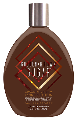 Golden Brown Sugar™
It's the name that's synonymous with deep, dark, tans- Brown Sugar.  This Advanced Step 2 lotion takes the sweetest ingredients and lovingly crafts the perfect recipe for your finest tanning experience.  Double Dark Sugar Cane Extract is blended with an exclusive Brown Sugar tanning Complex for color that every beginning tanner craves, and every advanced tanner demands.  When you tan always insist upon the best- request Golden Brown Sugar.

• An advanced Step 2 recipe combines an exclusive blend of ultra dark tanning ingredients for optimum color.
• Decadent body butters condition skin for softness and an attractive glow.
• Argan Oil of Morocco provides fantastic anti-aging & antioxidant properties.
• Paraben-Free, DHA-Free, No Animal Testing
Fragrance: Golden Orange Crème

