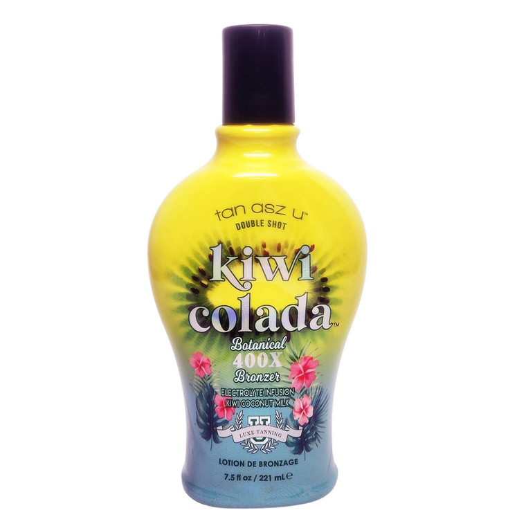 Kiwi Colada
Electrolyte Infusion 
Kiwi Coconut Milk
 
Step into an all-inclusive resort life. Just sit back, relax, and let this tropical paradise come to you. You’ll want another kiwi colada, especially when it’s one that leaves you looking this dark and feeling this fine. Rays for days and skin drenched in goodness, this is definitely the life.
A Double-Shot of 400X ultra dark bronzers ensure a breathtaking bronze
Supercharged electrolyte hydro fusion with extra moisturizing nutrients
Extra refreshing kiwi extracts & coconut milk condition for a heavenly glow
Vitamin C & Dragonfruit pampers & invigorates skin
We Love Clean Beauty!  Vegan, Gluten-free, Paraben-free, Cruelty-free, & Phthalate-free
Fragrance: Kiwi Banana Colada