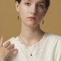 Retro Light And Luxury Dan Shaped Black Agate Ring Pendant Set