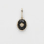 Retro Light And Luxury Dan Shaped Black Agate Ring Pendant Set