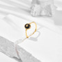 Retro Light And Luxury Dan Shaped Black Agate Ring Pendant Set