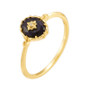 Retro Light And Luxury Dan Shaped Black Agate Ring Pendant Set