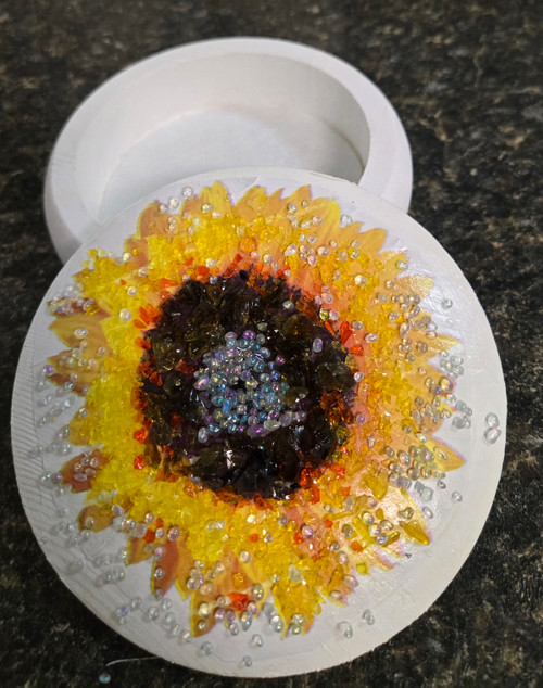 Sunflower Crushed Glass Trinket Box , Saturday, September 12th, 2026, 10 AM