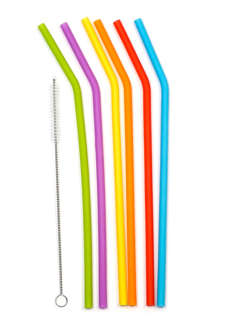 Silicone Drinking Straws with Cleaning Brush, Set of 6 - Fante's Kitchen  Shop - Since 1906