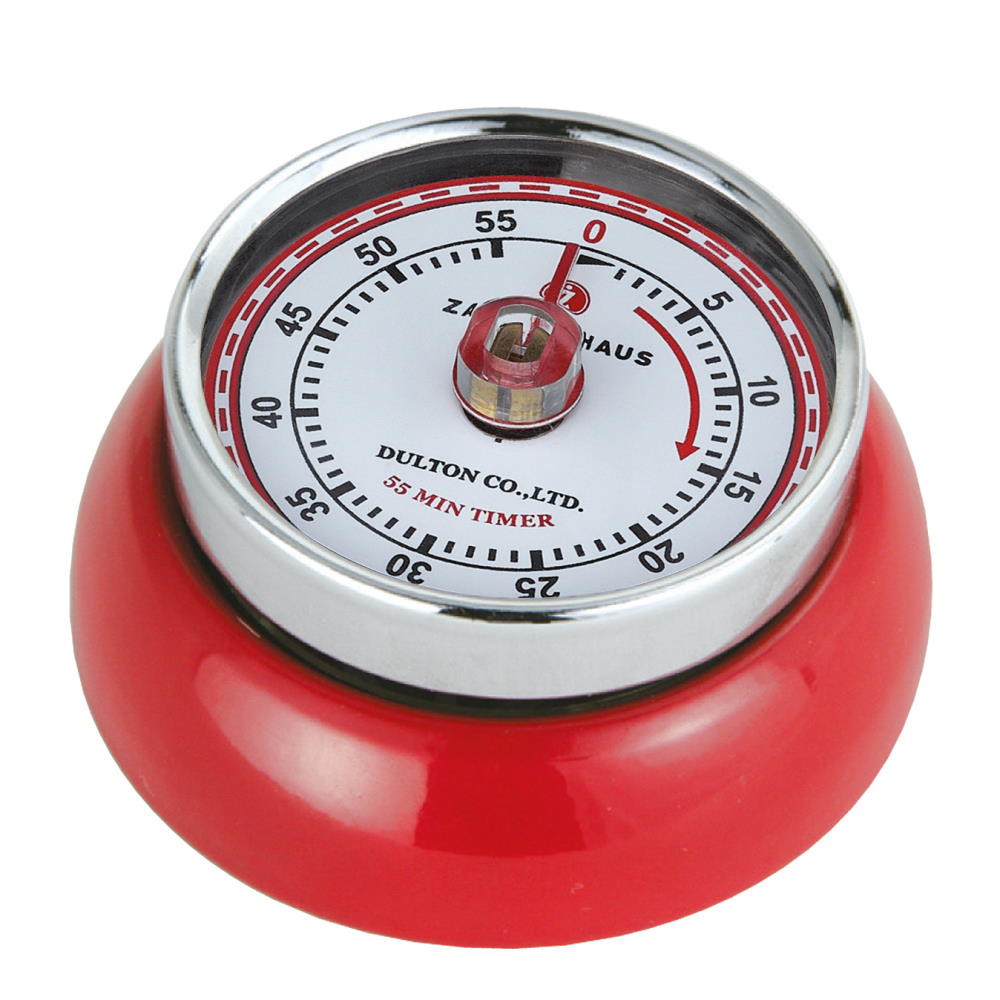 Retro Küchen-Wanduhr Mit 60-Minuten Timer - Vintage Design In Rot