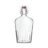 17 oz Pocket Flask Clear Glass Bottle with Clamp Top