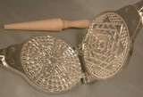 Pizzelle Iron with Wood Handles, Cast Aluminum, Stovetop