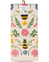 Printed Dishtowel, Bee Garden