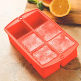Red Silicone Ice Cube Tray - Six 2x2-In Cubes