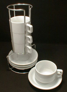 Stackable Porcelain Demitasse Set, 8 Piece with Stand Stackable Porcelain Demitasse Set, 8 Piece with Stand