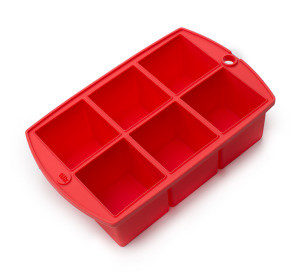 HIC Red Silicone Big Block Ice Cube Tray and Baking Mold - Makes 8