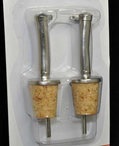 Cousin Giorgio's Stainless Pourers with Cork Stoppers, Set of 2 Cousin Giorgio's Stainless Pourers with Cork Stoppers, Set of 2