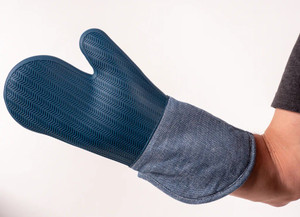 KAF Blue Strada Oven Mitt with Silicone Grip