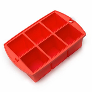 Red Silicone Ice Cube Tray - Six 2x2-In Cubes
