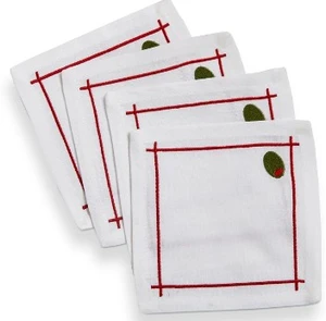 Olive Cotton Coasters, Set of 4