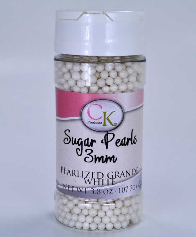 White Pearlized Grande 3mm Sugar Pearls