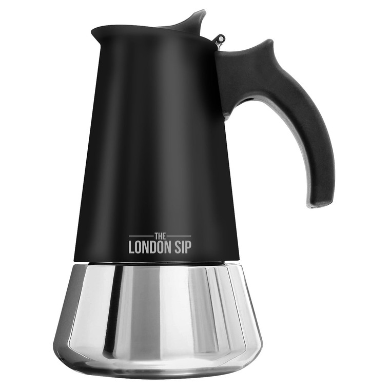 The London Sip 6 Cup Stainless Steel Espresso Maker - Black