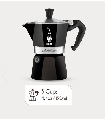 Bialetti Moka Express Stovetop Espresso Maker, 3-Cup Black