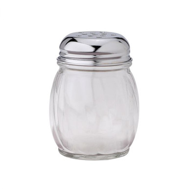 Choice 6 oz. Glass Cheese Shaker with Perforated Chrome-Plated Lid