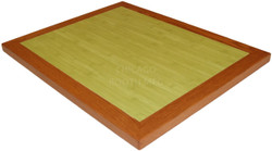 Laminate tabletop with 1 1/4" x 2" inlay oak edge