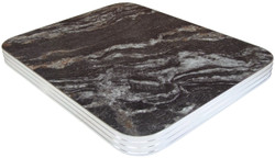 Laminate tabletop with 2 1/4" metal edge
