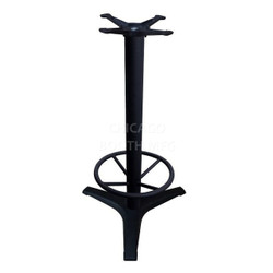 Three Prong 27" Span Table Base - Pub Height with Footrail - Black