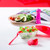 Kaprex, casoleta pentru salata, fabricata din plastic, cu capac colorat, cu furculita si recipient pentru sos
