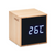 White LED time display alarm clock and temperature display in bamboo casing