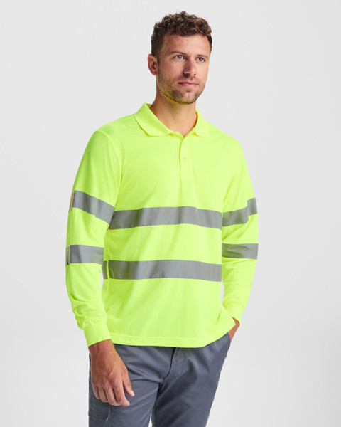 tricou polo HighViz cu benzi reflectorizante pentru lucru