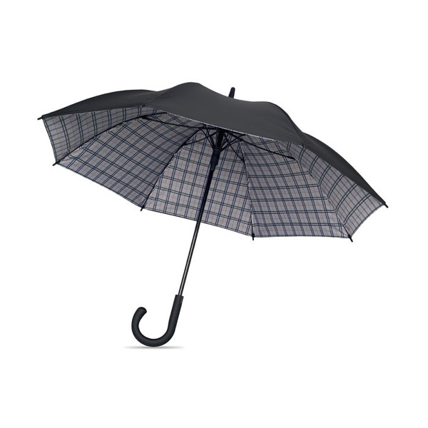 Umbrelă 23 inch rezistentă la vânt cu deschidere automată, din pongee 190T, cu model interior cu carouri.