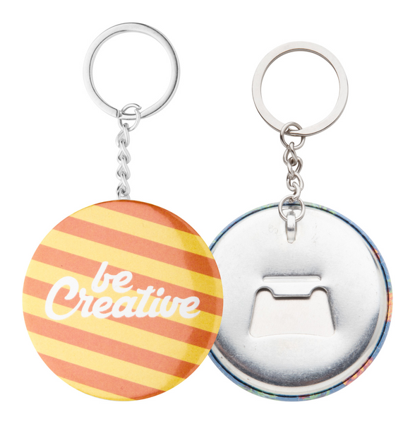 KeyBadge Bottle, breloc deschizator de sticle in forma de buton mare, cu posibilitate de personalizare corporate