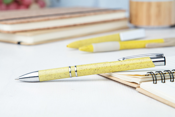 Ecological wheat straw and ABS ballpoint pen with metal parts | goodiebags