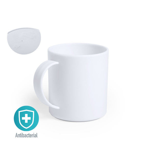Antibacterial mug in resistant PP material with a solid finishing and BPA free. 350 ml capacity - goodiebags Antibacterial mug in resistant PP material with a solid finishing and BPA free. 350 ml capacity - goodiebags