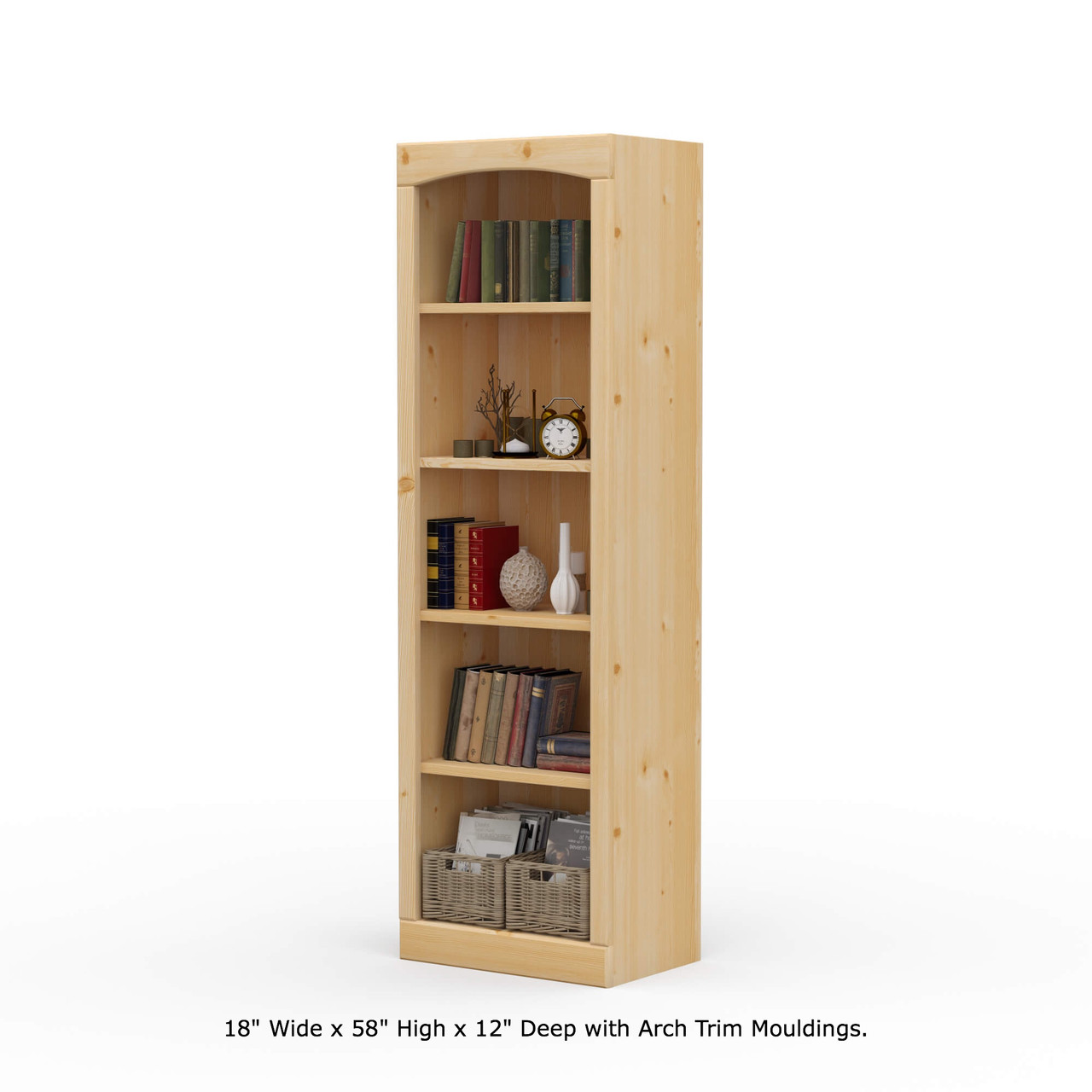 Real Wood Bookcase 58 High x 12 Deep