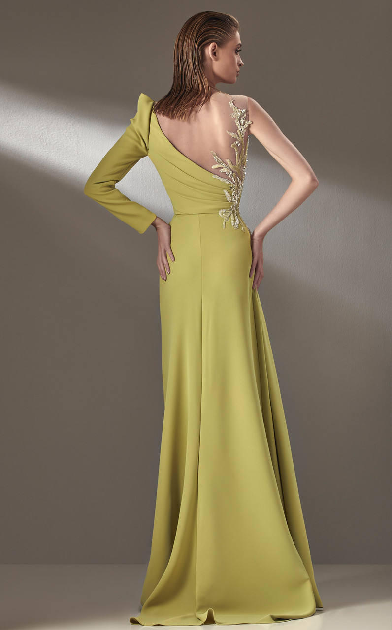 MNM Couture One Shoulder Illusion Draped Gown - District 5 Boutique