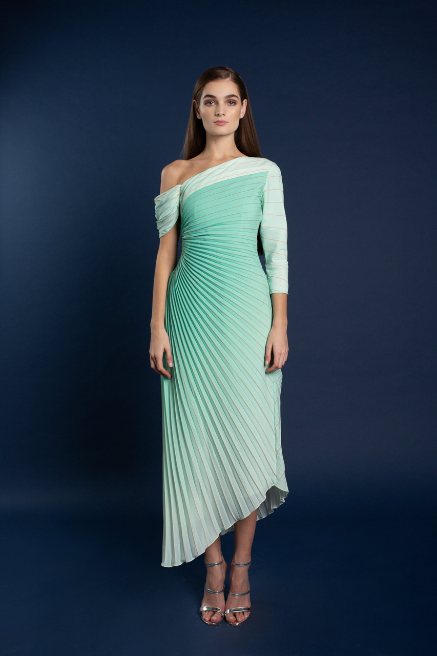 Anaya Kasha Asymmetrical Ombre Pleated Dress - District 5 Boutique