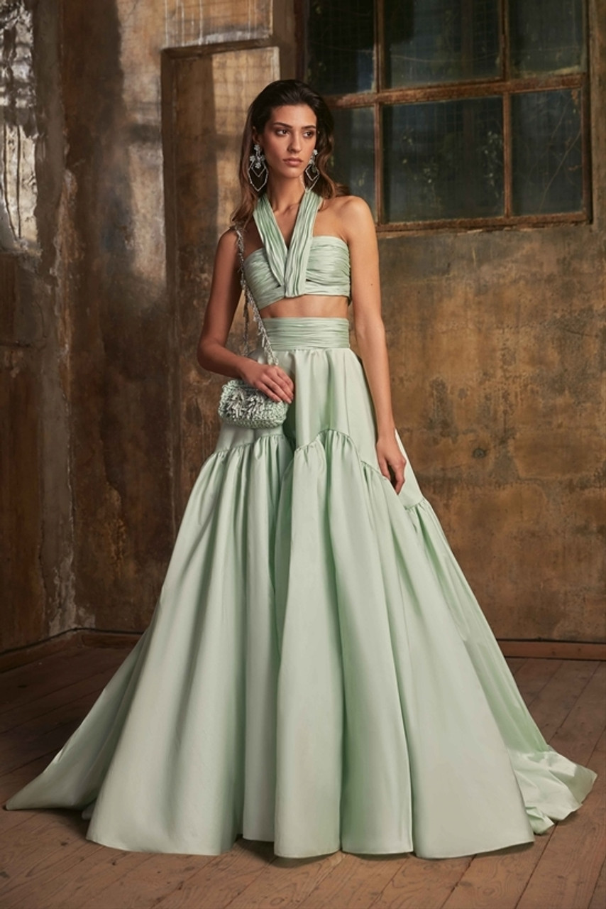 Tony Ward Taffeta Halter Bralette and Skirt- District 5 Boutique