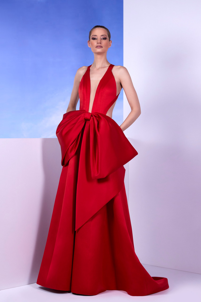 Edward Arsouni Sleeveless Satin Gown District 5 Boutique