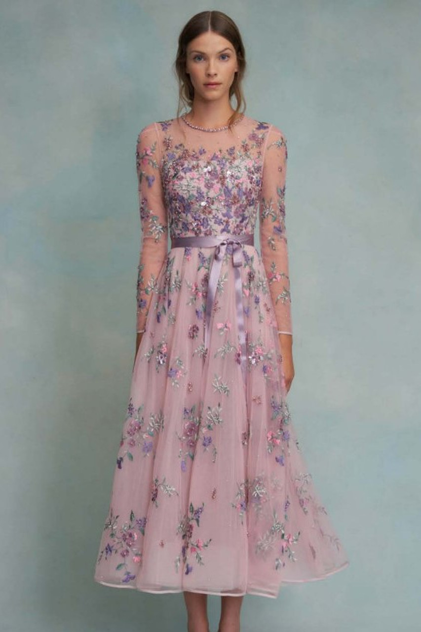 Jenny Packham Effie floral-embroidered dress - Pink