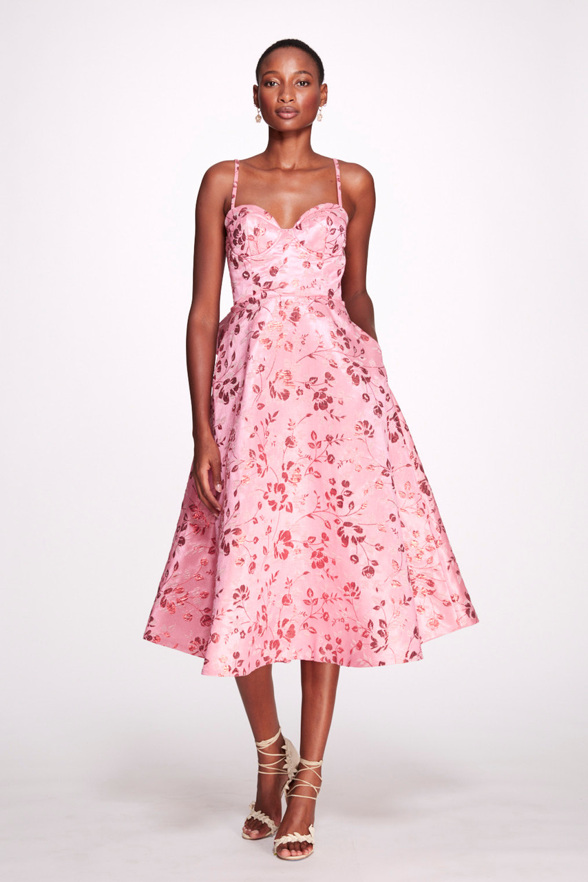 Marchesa Notte Briar Rose Jacquard Midi Dress - District 5 Boutique