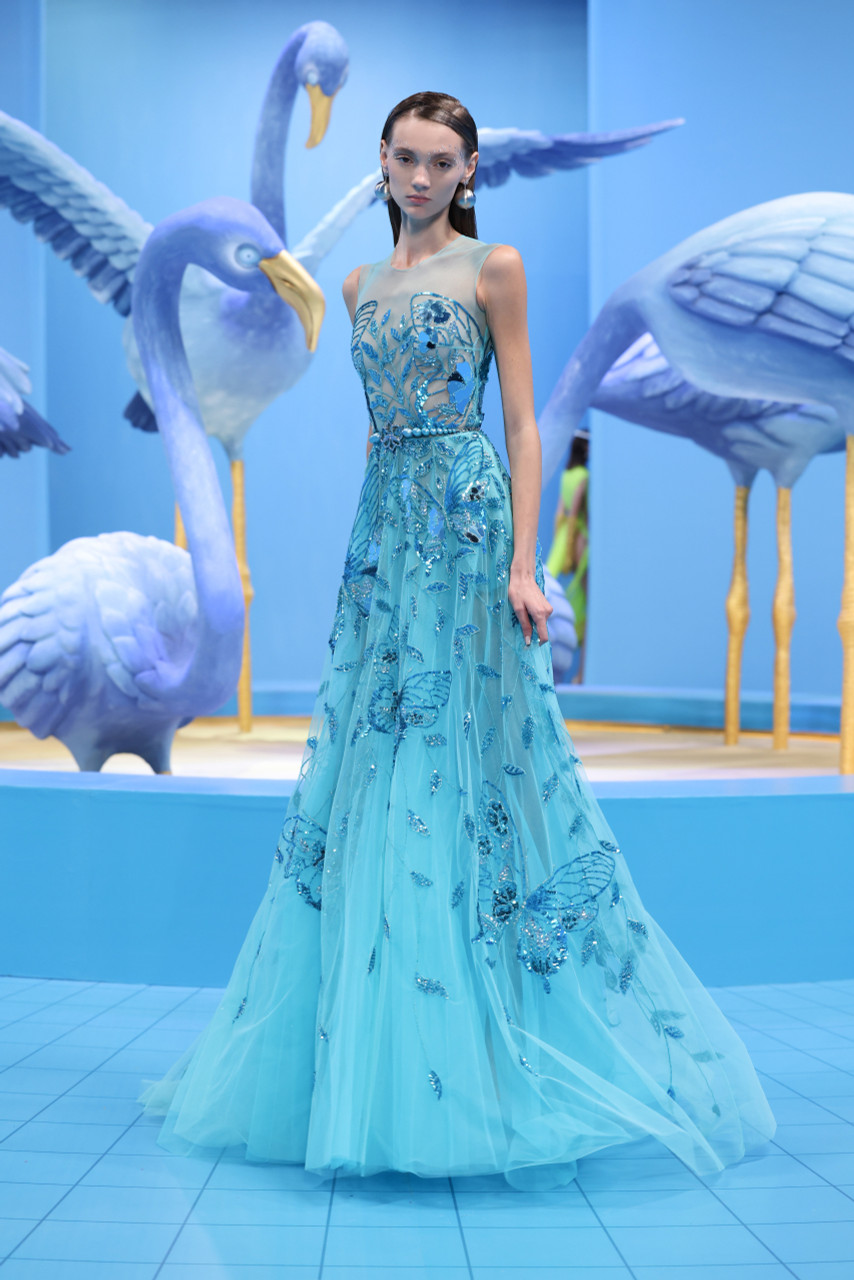 Georges Hobeika Sleeveless Beaded Tulle Illusion Gown - District 5