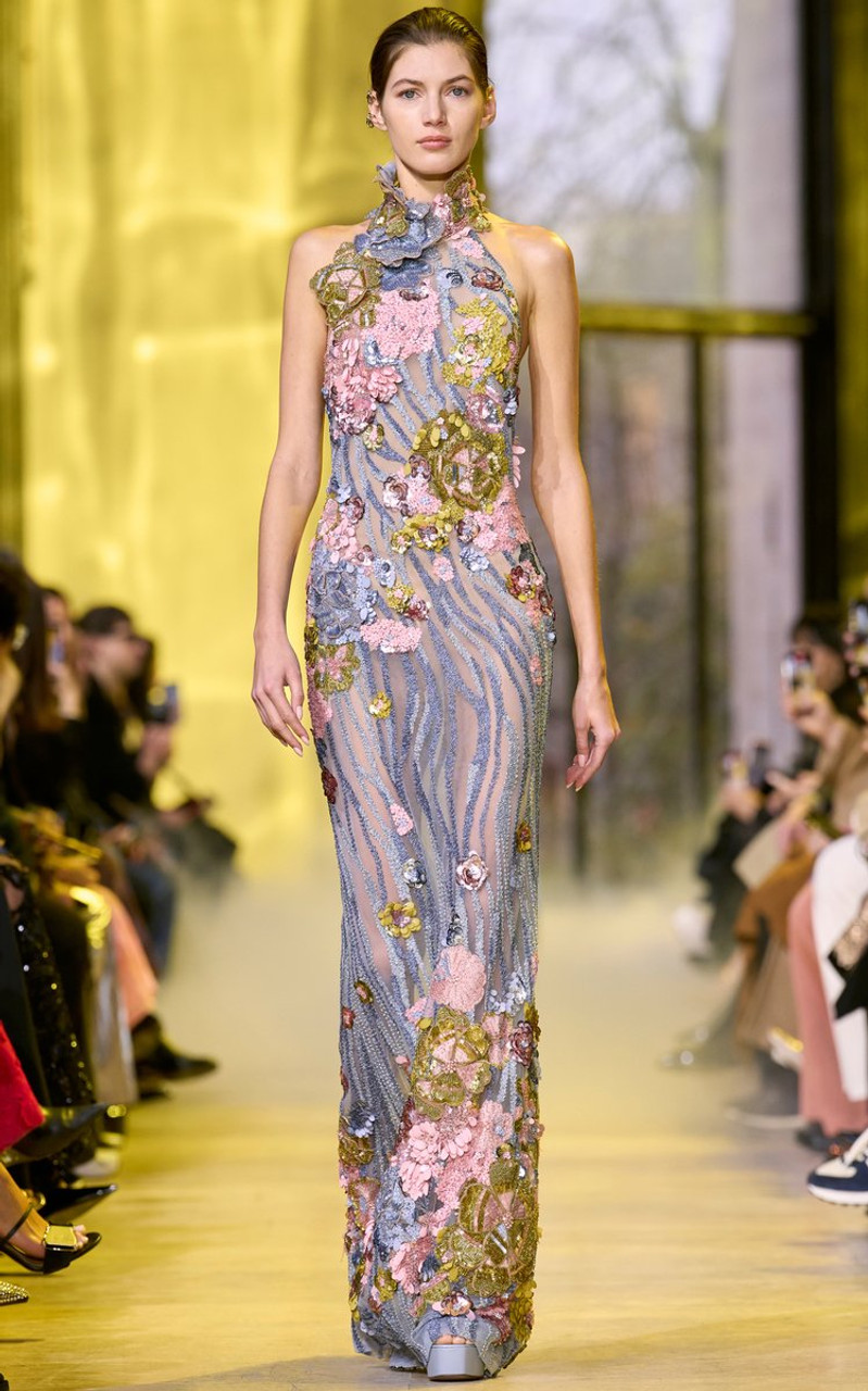 Elie Saab Bead Embroidery Sleeveless Gown - District 5 Boutique